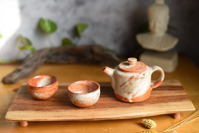 Shino-yaki tea teapot with two small cups combination - ถ้วย - ดินเผา 