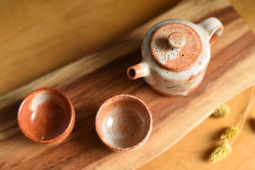 志野燒泡茶茶壺二小杯組合- 設計館陶慈好器茶壺/茶杯/茶具- Pinkoi