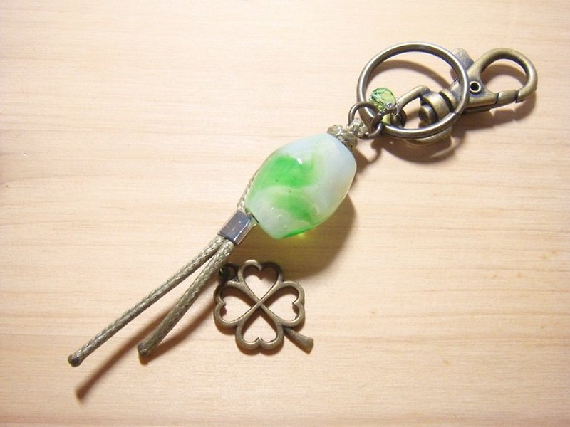 柚子林琉璃 - 水墨畫風 - 渲色 - 春 - 鑰匙圈 / 包包吊飾 - 鑰匙圈/鑰匙包 - 玻璃 綠色
