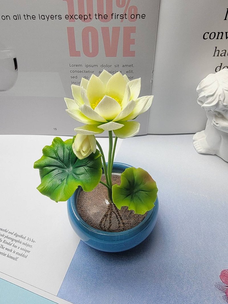Cold porcelain clay/clay flower art-lotus small potted plant/gift - Plants - Clay 