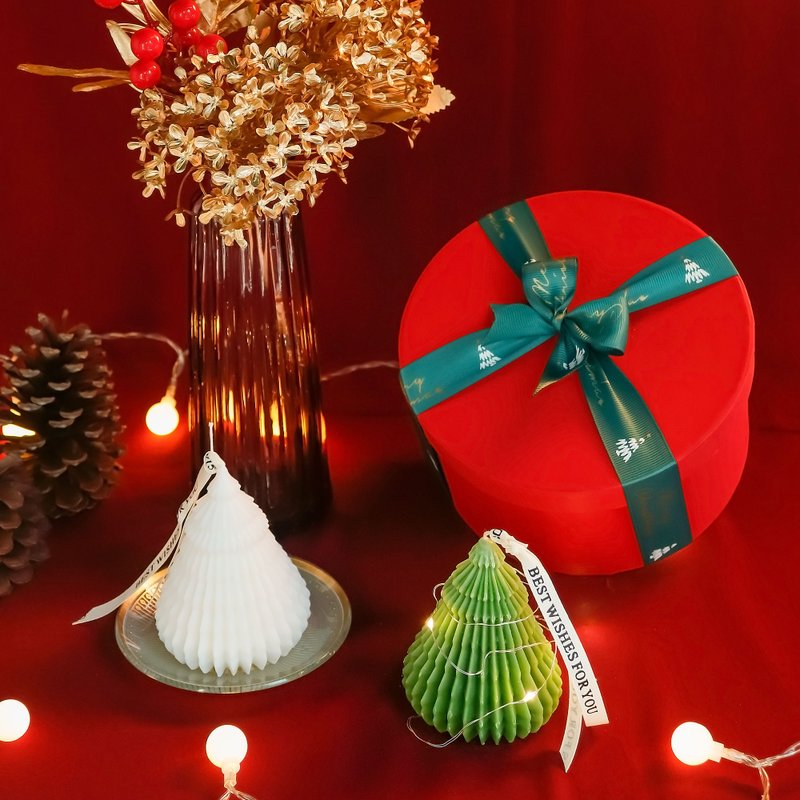 [Snow Tree Christmas Scented Candle Gift Box] Free Atmosphere String Lights - Fragrances - Glass Green