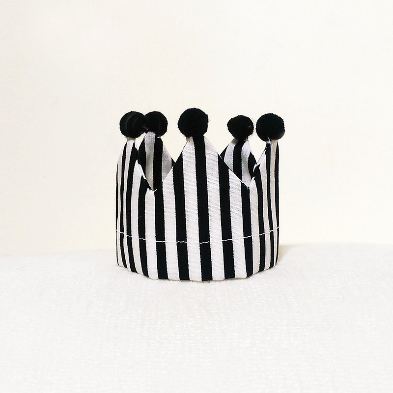 棉．麻 寵物衣服 黑色 - Ella Wang Design Crown 寵物 帽 皇冠 慶生 貓 狗 黑白 條紋