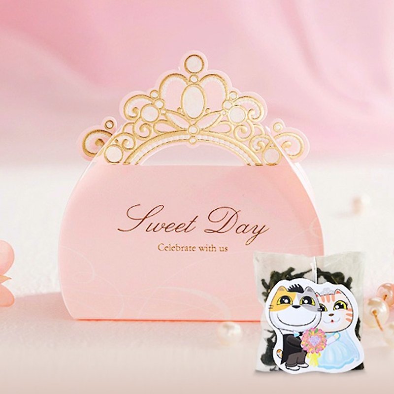 Princess Crown Wedding Small Things Cats Dedicated Tea Customized Handmade Wedding Tea Bag Gift Box Cat Modeling Creative Tea Bag (50 Mins) - Tea - Fresh Ingredients Pink