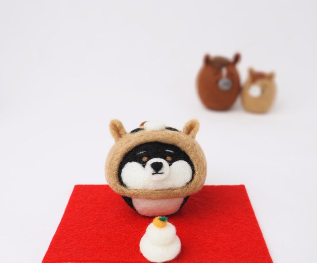 2026年干支(午) 馬になりきるまゆ柴犬(赤柴・黒柴・白柴)正月飾り