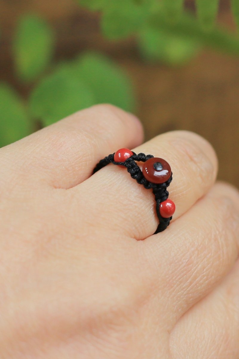 Fully hand kumihimo in Spring and Autumn | High-content cinnabar rings | Auspicious literature and art - General Rings - Cotton & Hemp 