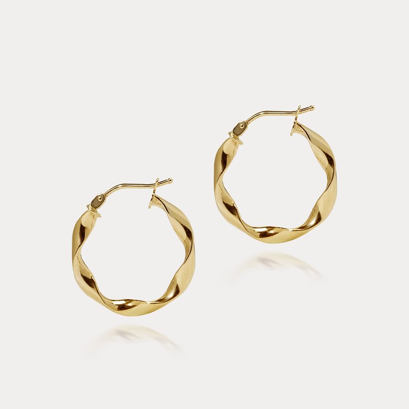 Olga | Small Parisian French earrings, twisted Italian 14K gold earrings, limited edition - Earrings & Clip-ons - Precious Metals Gold