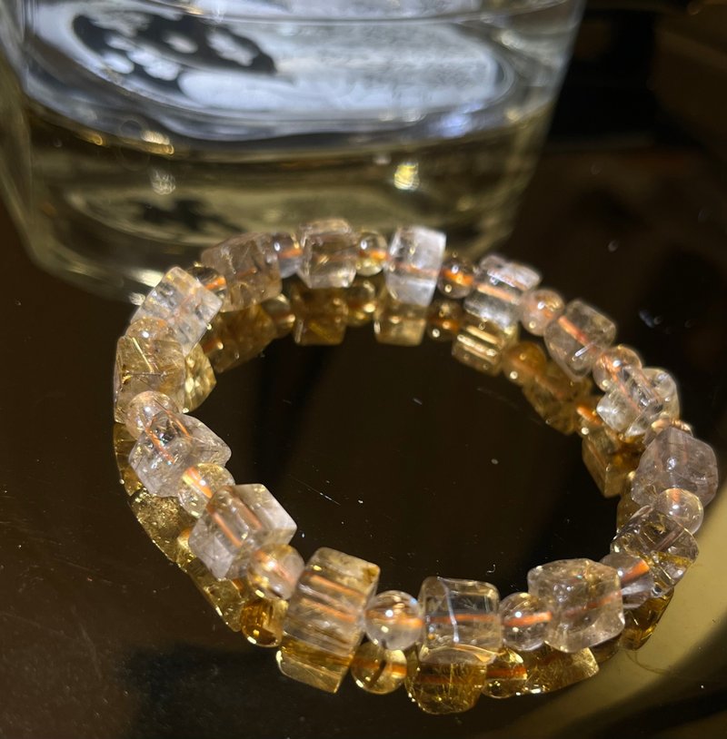 Golden sugar cubes. Titanium Bracelet Titanium Sugar Cube Titanium Bracelet Titanium Bracelet - Bracelets - Crystal Gold