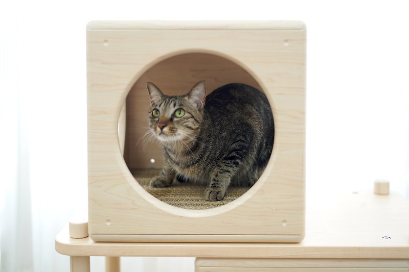 Corrugated scratching board-32-square jump box nest special - อุปกรณ์แมว - กระดาษ สีนำ้ตาล
