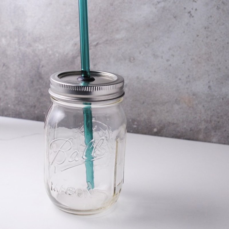 480cc【Ball® Mason Jar】復刻玻璃罐飲料瓶(送彩色玻璃環保吸管) 客製化 - 擺飾/家飾品 - 玻璃 綠色