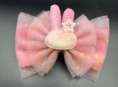 ribbons-mom ็Hair ribbon satin clip Princess collection -Bunny me- size M