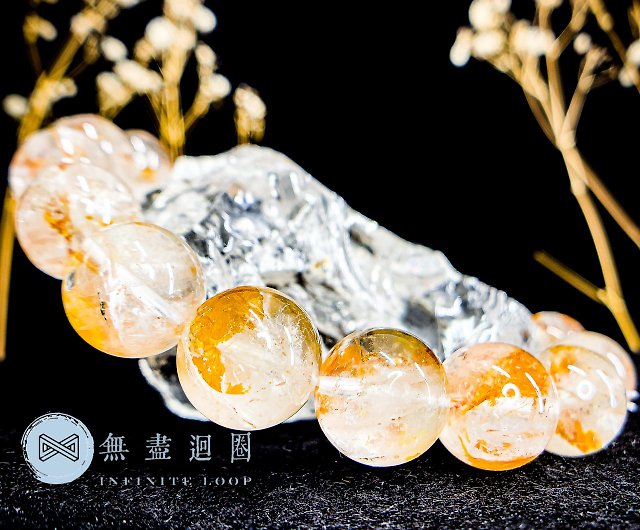 無盡迴圈【黃銅礦/膠花】黃鐵礦異象共生白水晶12mm + 一物一拍- 設計館