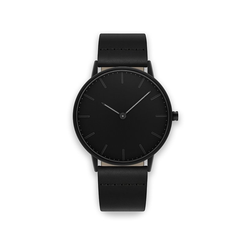 ブラックアウト40  - ブラックレザー - 腕時計 - 革 ブラック