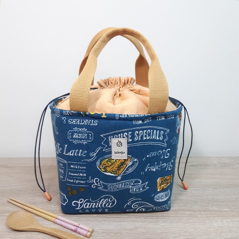 Insulated lunch bag / beam tote bag / lunch bag / carry-on bag / blue gourmet - Handbags & Totes - Cotton & Hemp 