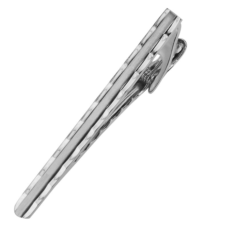 61mm Shiny and Brush Silver Woven Tie Clips - เนคไท/ที่หนีบเนคไท - โลหะ สีเงิน