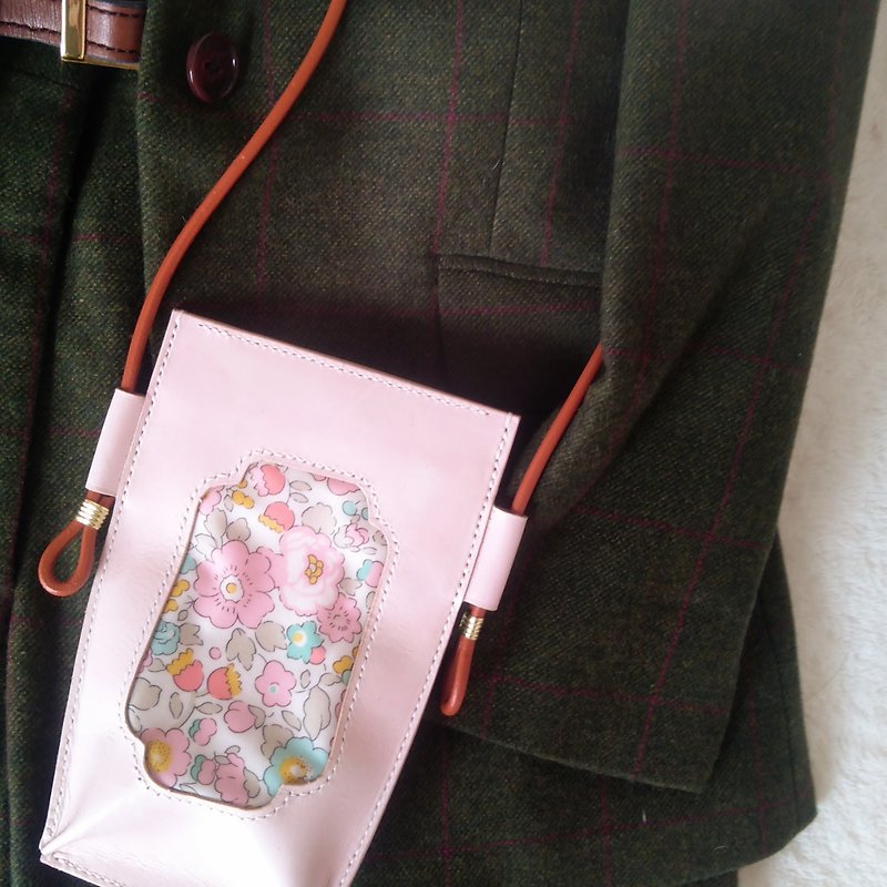lether mobile phone　Shoulder Bagーpink - Other - Genuine Leather Pink