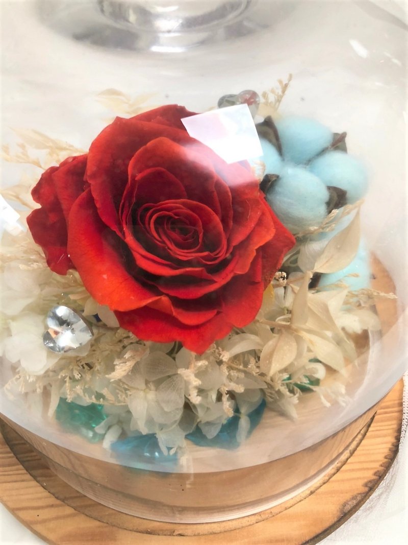 Handmade Preserved Flower Dry Flower Glass Cup - 1 Red Rose - Dried Flowers & Bouquets - Plants & Flowers 
