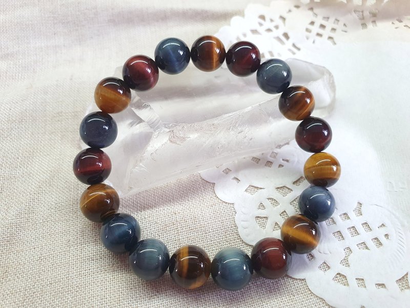 CJ22. Three color tiger eye beads - สร้อยข้อมือ - เครื่องประดับพลอย หลากหลายสี