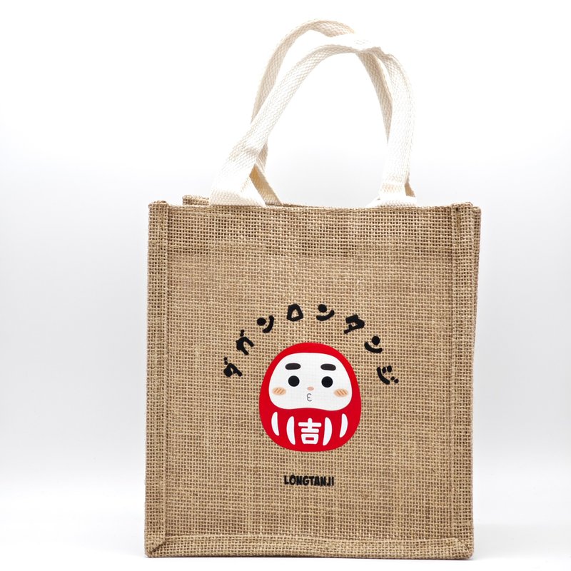 【longtanji】紅五吉麻布手提袋 - トートバッグ・ハンドバッグ - フラックス 