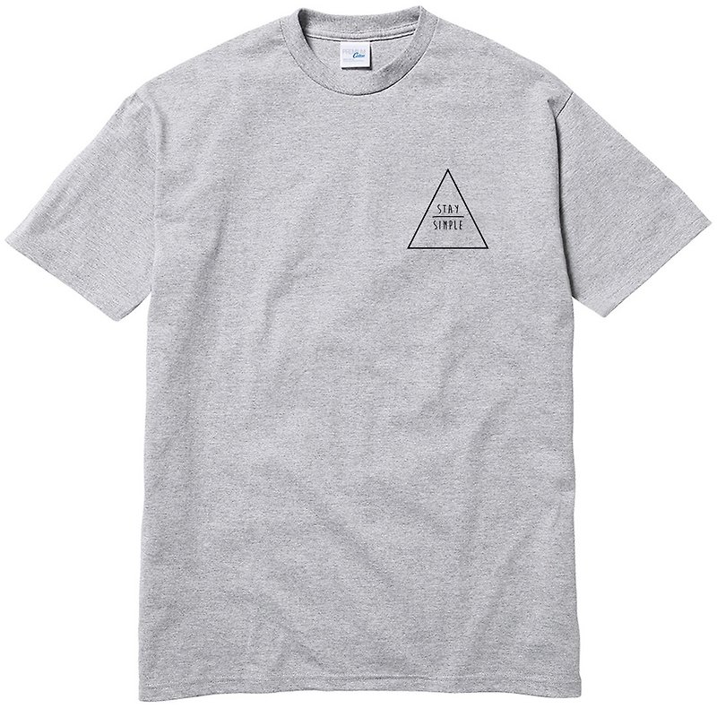 Pocket STAY SIMPLE Triangle gray t shirt - เสื้อยืดผู้ชาย - ผ้าฝ้าย/ผ้าลินิน สีเทา