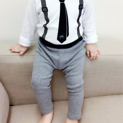 PUREST baby collection PUREST 寶寶 嬰兒 新生兒 小紳士 灰色 長褲 獨家腰帶感設計