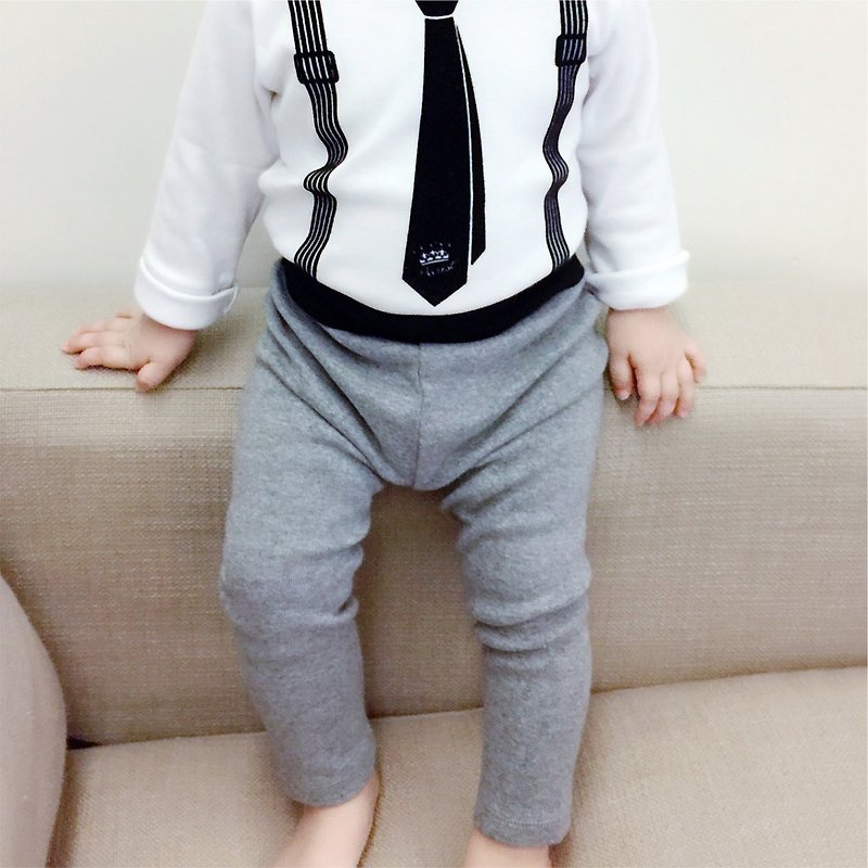 PUREST baby baby newborn little gentleman gray trousers exclusive belt design - กางเกง - ผ้าฝ้าย/ผ้าลินิน 