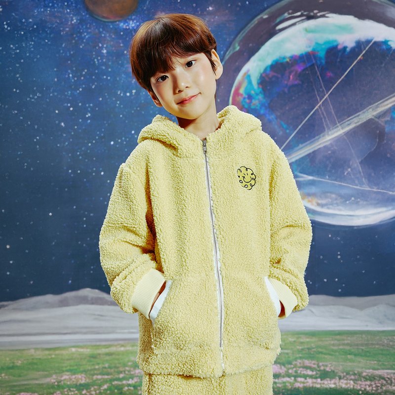 charming yellow fleece zip-up jacket - 男/女童外套 - 棉．麻 黃色