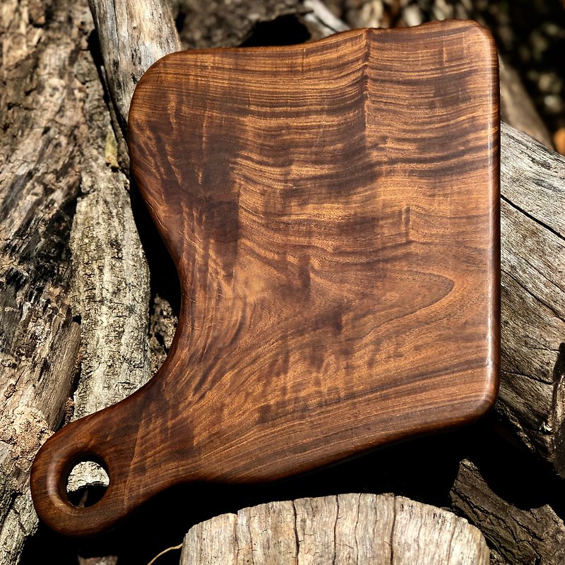Natural natural shaped log tray / chopping board / plate / Paraguay rosewood / flash flower water ripple - Serving Trays & Cutting Boards - Wood Brown