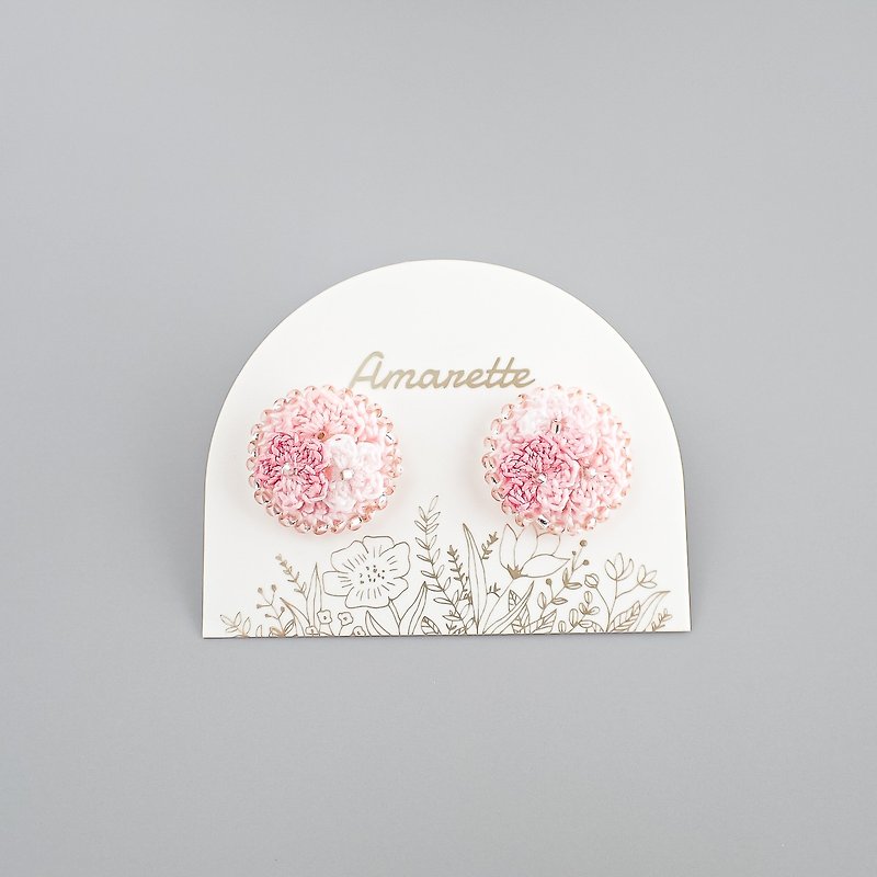 Hanamaru Flower - Earrings & Clip-ons - Cotton & Hemp Pink