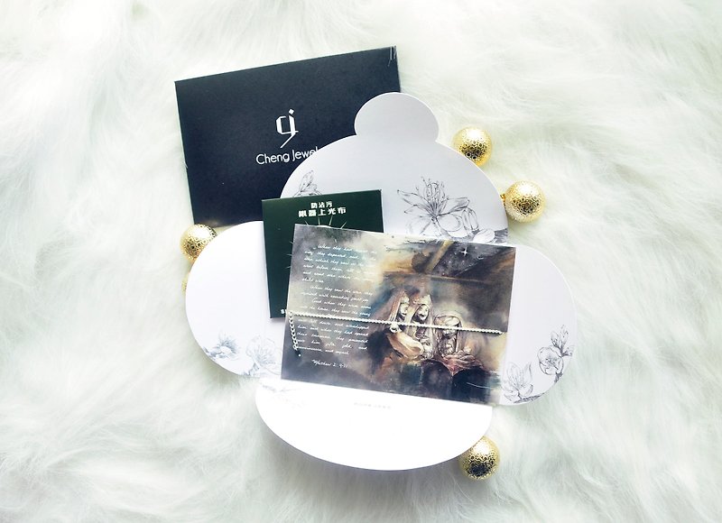 ∥Cheng Jewelry // stars jade gift card set: Sterling silver crutches earrings, bell bracelets, clavicle necklace gift card - สร้อยคอทรง Collar - โลหะ สีเงิน