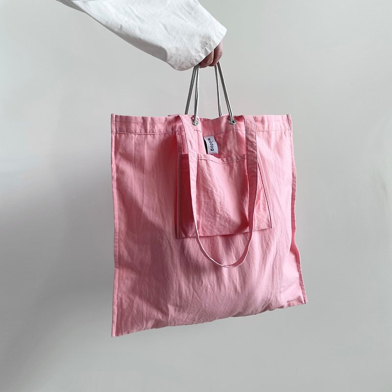 DAILY 2way tote bag / pink / cotton - Messenger Bags & Sling Bags - Other Materials Pink