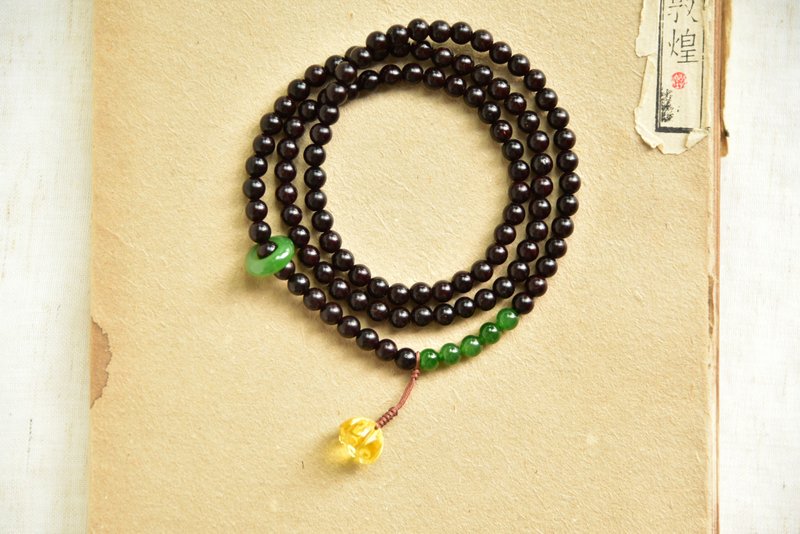 [Small-leaf rosewood] Natural Indian small-leaf rosewood wild forest old material Venus 108 beads rosary - Bracelets - Wood Red