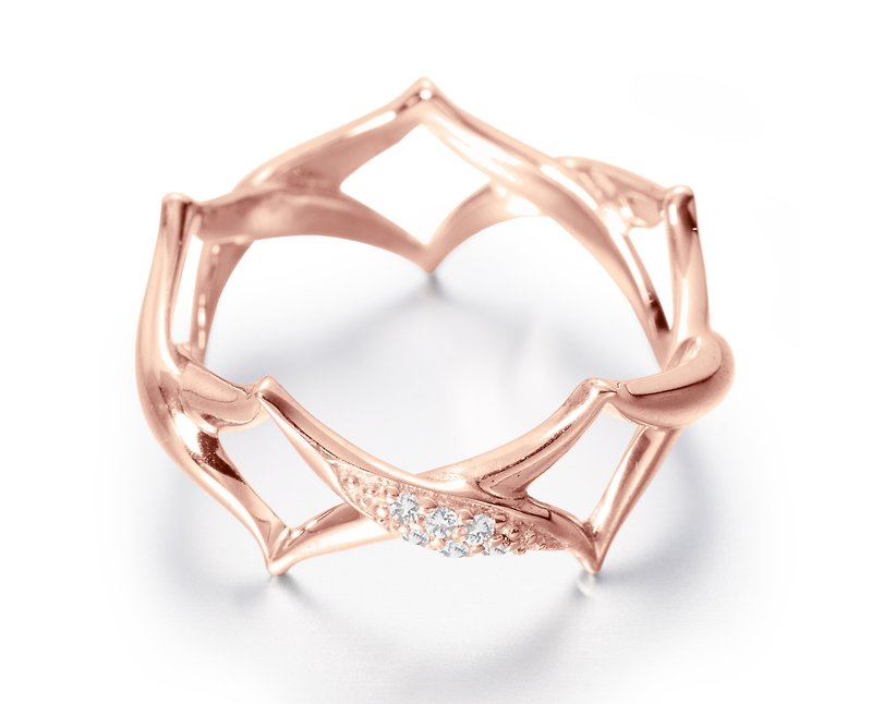 Rose Gold Dipped Sterling Silver Diamond Ring for Her, Promise Ring for Women - แหวนคู่ - เพชร สีทอง