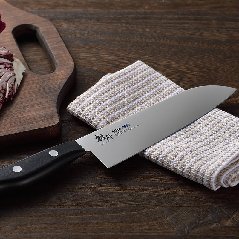 【日本下村工業Shimomura】燕三条村斗Slim 系列小三德刀14.5cm - 菜刀/刀架 - 不鏽鋼 黑色