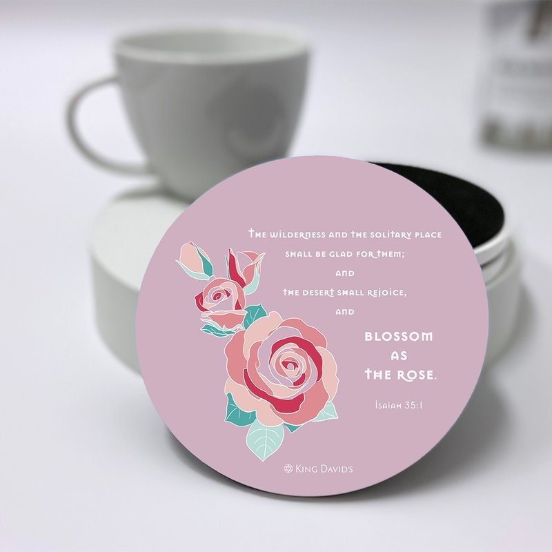 Let a Hundred Flowers Bloom Scripture Ceramic Water-Absorbent Coaster—Rose (Limited Edition) - Coasters - Porcelain 