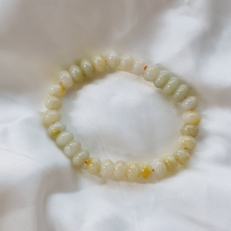 Candy Yellow Ancient Shaped Abacus Bead Bracelet Bracelet Beads String | Natural Burmese Jade A Grade Jadeite - Bracelets - Jade 