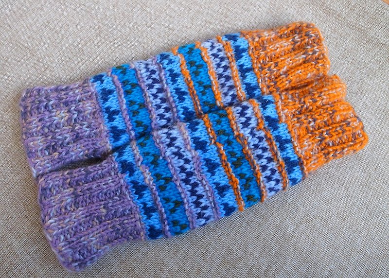 【Grooving the beats】Wool Canadian Colorful Legwarmers(Orange+Blue+Purple) - อื่นๆ - ขนแกะ หลากหลายสี