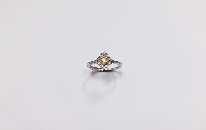 Mid-Autumn Cantonese Mooncake Yellow Sapphire Ring 925 Sterling Silver Hand Inlaid - แหวนทั่วไป - เงินแท้ 