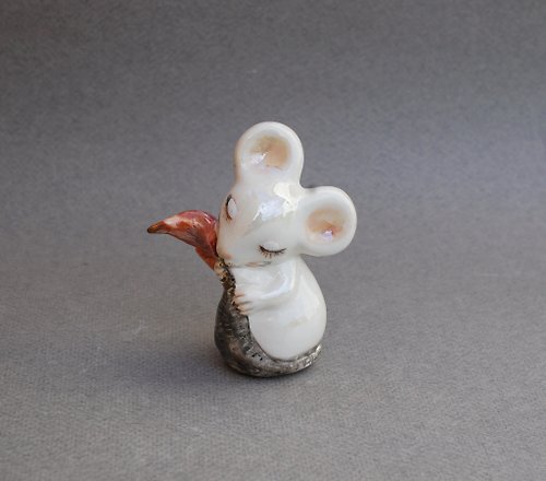 PorcelainShoppe Mouse mermaid, Porcelain figurine,Shelf decor, Funny Mouse