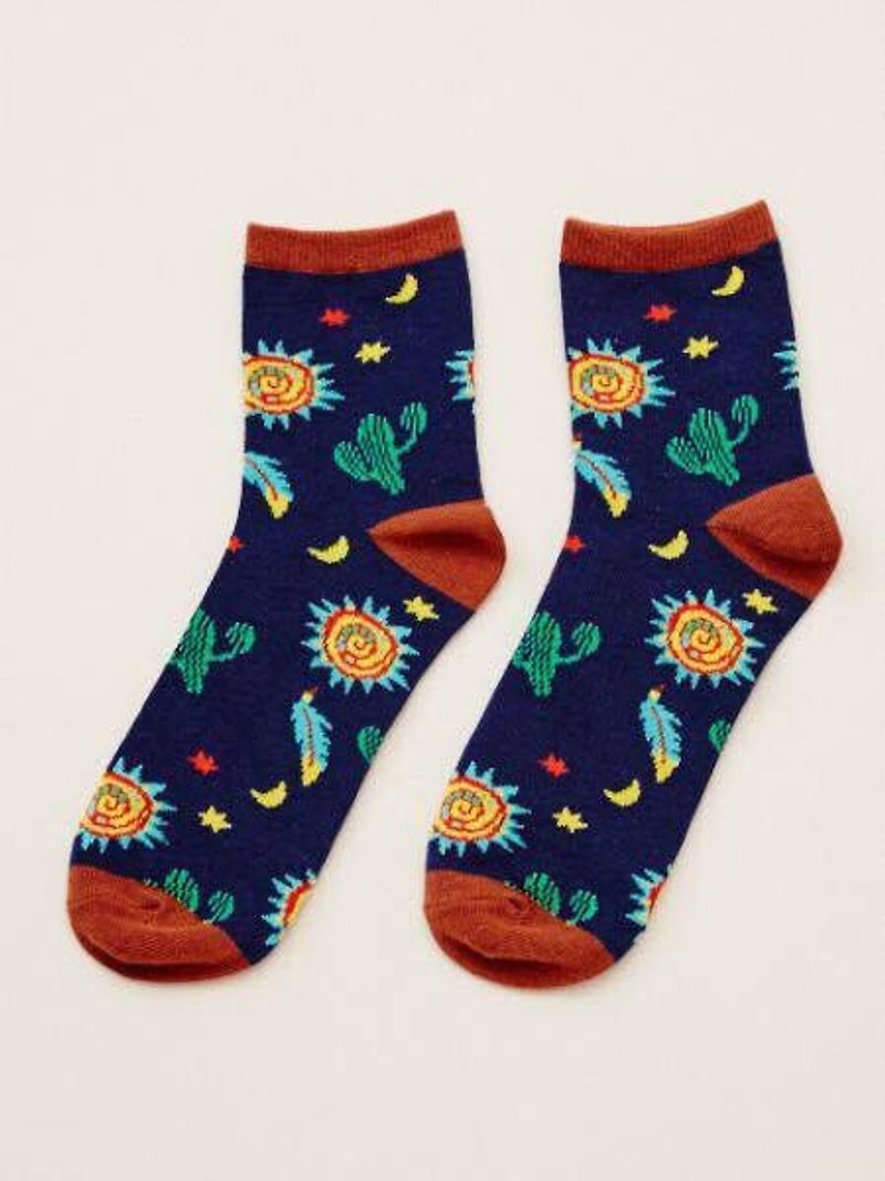 【預購中】✱仙人掌與太陽中等長襪✱男 27cm(3色) - 襪子 - 棉．麻 多色