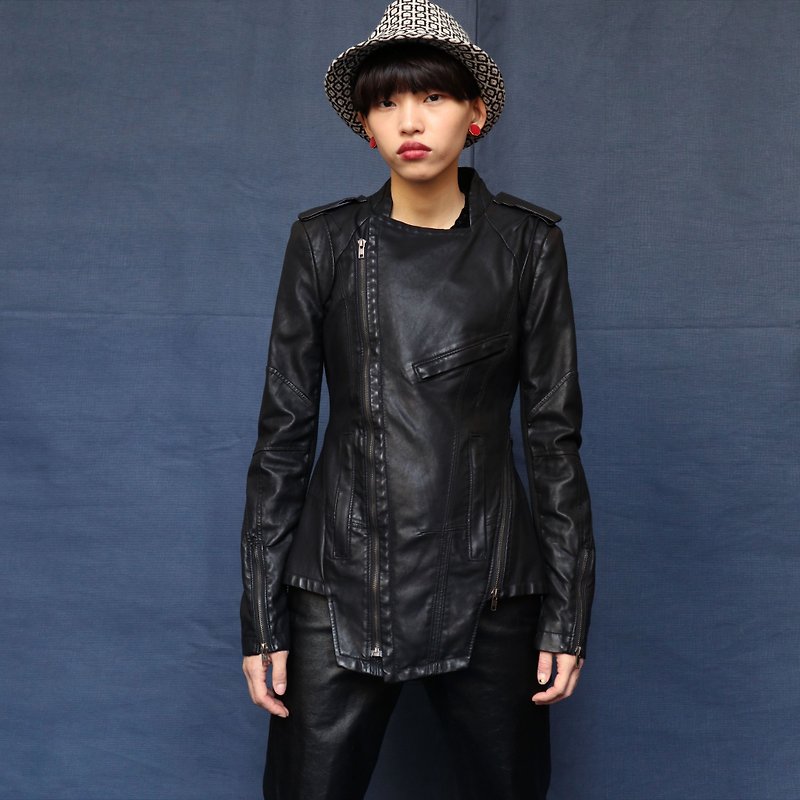 Pumpkin Vintage. Ancient leather coat - Women's Casual & Functional Jackets - Genuine Leather Black