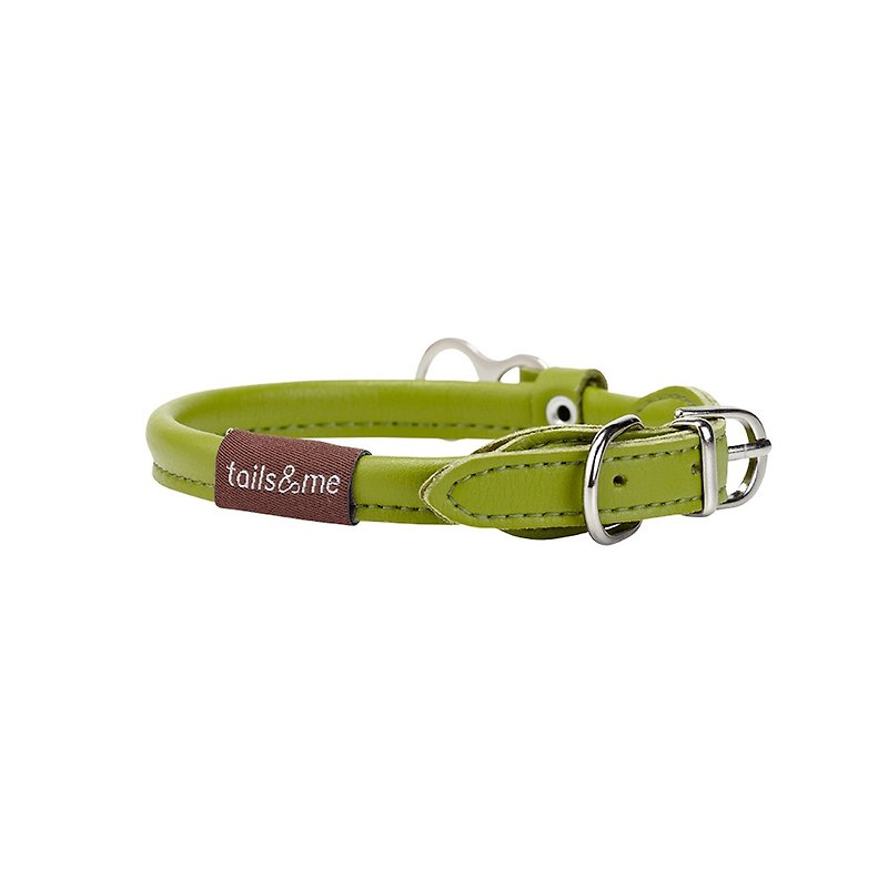 [tail and me] natural concept leather collar olive green XS - ปลอกคอ - หนังเทียม สีเขียว