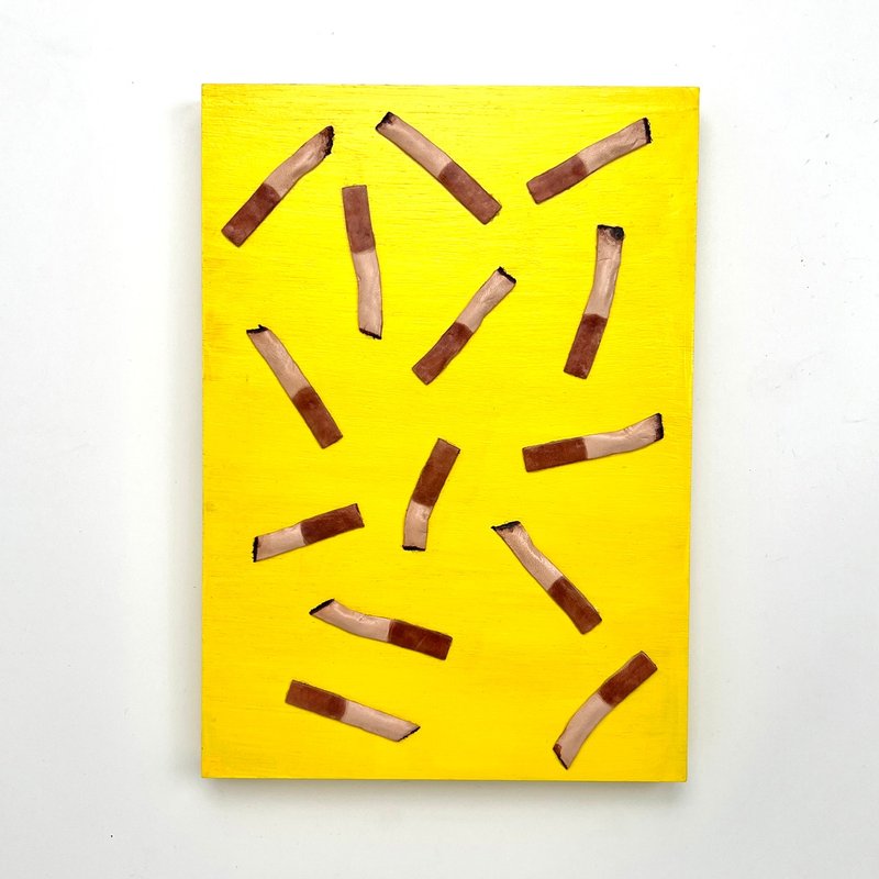 Leather collage art / cigarette - Posters - Wood Yellow