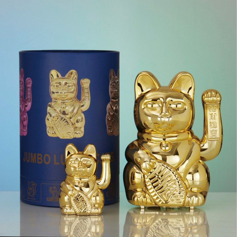 Mini Lucky Cats Mini Lucky Colorful Automatic Waving Lucky Cat-Lucky Flash Gold 10cm - ตุ๊กตา - วัสดุอื่นๆ สีทอง