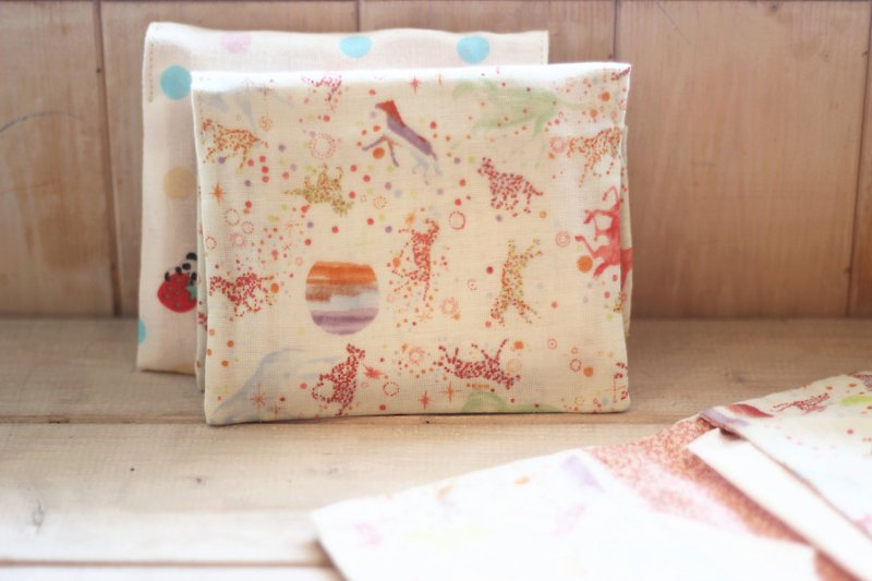 【Good day hand】 hand cotton cotton bag. Face paper bag. Dream merry horse - กระเป๋าเครื่องสำอาง - ผ้าฝ้าย/ผ้าลินิน สีส้ม