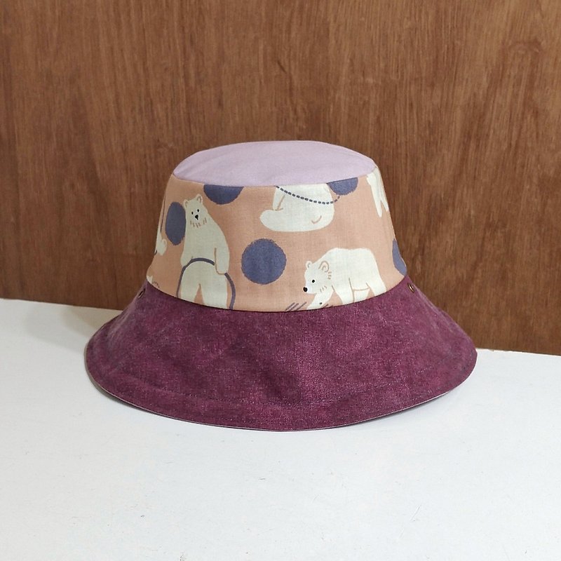 Handmade double-sided bucket hat - Hats & Caps - Cotton & Hemp Pink
