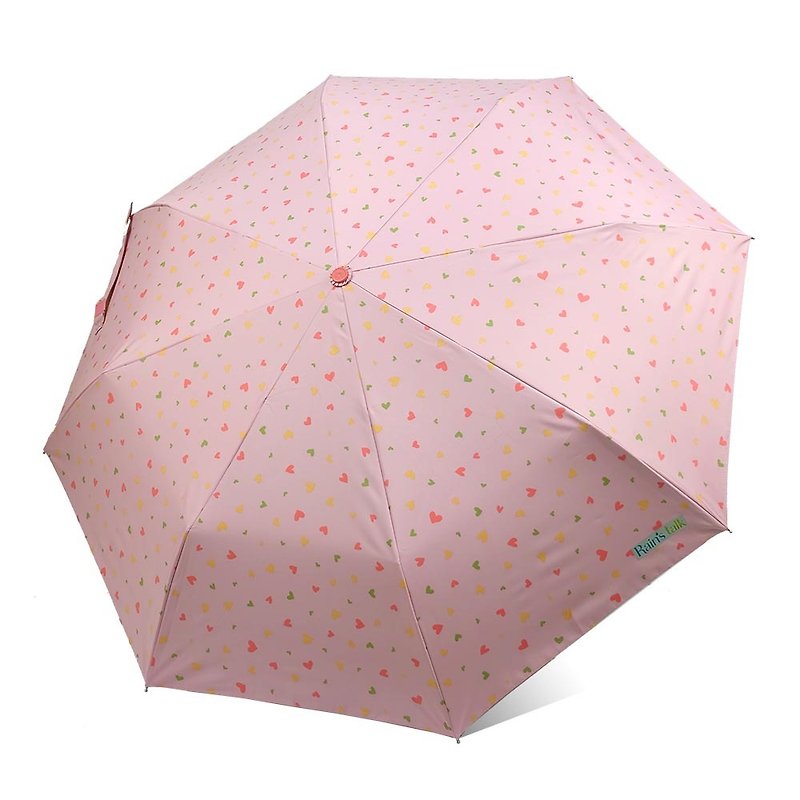 [Taiwan Wenchuang Rain's talk] cooling geometry anti-UV tri-fold automatic opening umbrella powder love - ร่ม - วัสดุกันนำ้ สีแดง