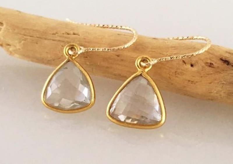 Natural Crystal Quartz ◇ K14GF Earrings - Earrings & Clip-ons - Gemstone 