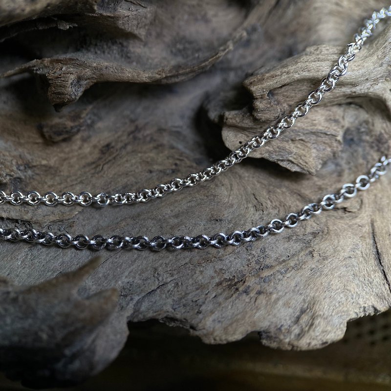 True circle chain/925 sterling silver necklace/width 1.5mm - สร้อยคอ - เงินแท้ สีเงิน