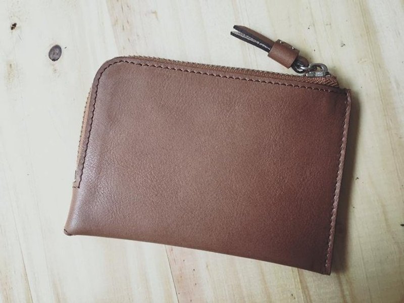 KAKU handmade leather L-shaped zip wallet - Coin Purses - Genuine Leather 