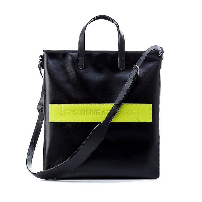 Black waterproof EAP Tote bag - fluorescent yellow cowhide - Handbags & Totes - Waterproof Material Black